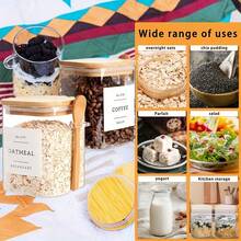12 Piece Set Of Glass Jars, 4 Glass Jars, 4 Bamboo Lids, 4 Bamboo Spoons, High Borax Glass Jars, 27 Ounces Large Capacity Sealed Storage Jar With Natural Bamboo Spoon |   Storage For Tea, Salt, Sugar, Coffee, Moisture-Proof, Mold Proof, Transparent And Visible Kitchen Pantry Storage Artifact,  Friendly Bamboo Spoon, Dry Goods, Spices, Tea Leaves Can Be Stacked To Save Space - 透明玻璃罐 - 查看 8