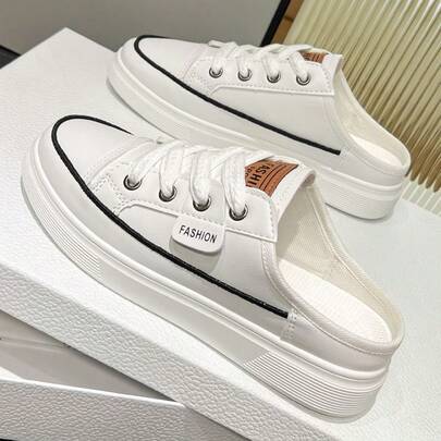 Zapatillas informales de suela gruesa sin cordones, cómodas y a la moda, para uso diario, para mujer.