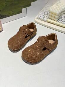 A Pair Of Foreign Girls' Fashion Rhinestone Shoes 2025 Autumn New Children's Soft Soles Comfortable Leather Shoes Casual Shoes Shoes - Brown - View 4
