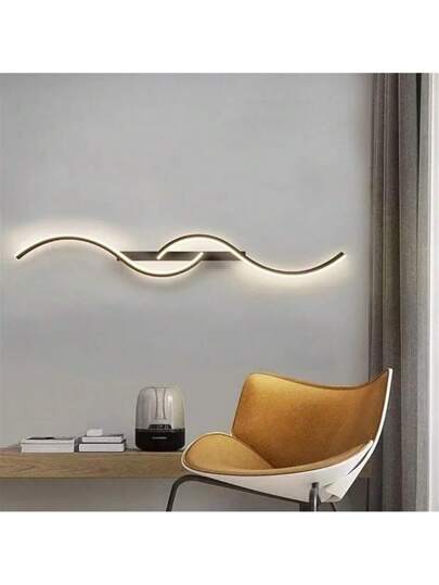 Moderne LED Wand Sconce Warm Verlichting Temperature, Semi Flush Mount Metal Fixture Living Room, Dining Area, Vanity, Industrial Includes Installation Hardware, Removable Clamp, Hard Wire Setup, Polished Finish, 110V 240V Compatibility, Elegante Home Lighting Finish Lamp, Room view 6