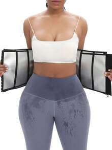 1 件户外骑行跑步健身吸汗带腰部训练带，锻炼腰部支撑带，跨境热销女士扣式健身吸汗带 - 銀色 - 查看 3