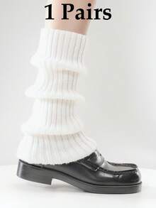 1 Pair 40cm Vertical Striped Knit Leg Warmers, Personalized Subculture Y2K Style, Cozy - Multicolor - View 11