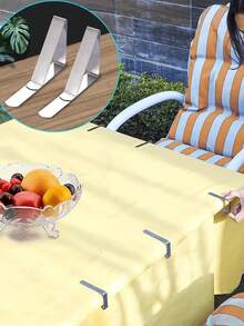 6pcs/12pcs Durable Stainless Steel Tablecloth Clips, Essentials For Festivals, Parties, Eid Al-Adha - Silver - View 5