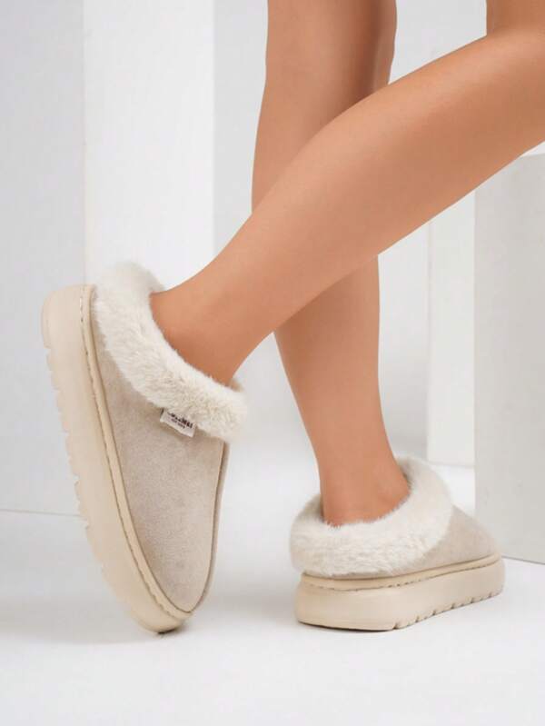 Thermisch gevoerde warme pantoffels voor dames voor binnen, dikke antislip comfortabele huisschoenen voor de slaapkamer, herfst/winter