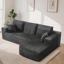 106'' Cloud Sectional Couch With L-Shape Chaise, (Grey) Boneless Sofa With Deep Seat, Modern Modular Couch For Living Room Bedroom, No Assembly Required, Comfy Plush Corduroy Fabric ,Sofa De Sala,Couch,Sofa Cama,Muebles Para Sala,Couch For Living Room, Living Room Furniture, Muebles, Bedroom Furniture Set, Recliner Chair For Adult, Living Room Set Furniture.