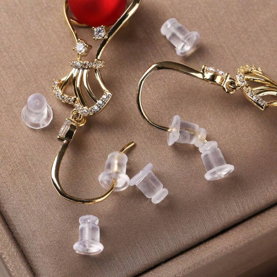 100 Pieces/Set Of Silicone Earplugs DIY Earrings Hooded Earrings Strap 4mm Women's Fashionable Earrings Ear Plug, Suitable For Gifts, Back To School Season