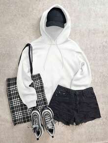 Women's Casual Loose Sweatshirt With Graphic Print, Thick, Cold Weather Top, Autumn/Winter - trắng - Xem 2