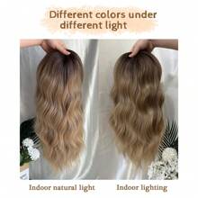 Topper de cabello, topper de cabello sintético de 16 pulgadas con ondas y color negro natural para mujeres con cabello ralo, con flequillo, para añadir volumen natural al cabello - Multicolor - Ver 6