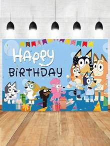 Bluey قماش ديكوري لتعليق الحائط بمساحة 150*100 سم بتصميم عائلة وأصدقاء بلوي، مع الكلاب بلوي وبينجو وكوكو وراستي ومافين، ديكور حائط للمنزل وخلفية لحفلة عيد الميلاد