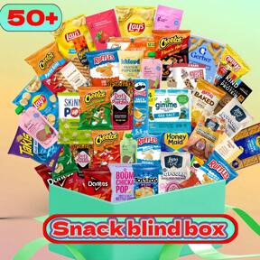 Snack Blind Box - 30+ Popular Snacks Randomly Combined, Including Delicious Cookies, Juicy Meat Loaves, Chewy Jelly Fruits... Imported Chocolates, Limited Edition Potato Chips, Crispy Nuts, And More! Just Close Your Eyes And Buy, Because Every Bite Is A Moment Of Happiness! Upon Placing An Order, One Item Will Be Randomly Given To You!By Purchasing A Total Of 50 Items, You Will Be Eligible For The Exclusive Hidden Product.