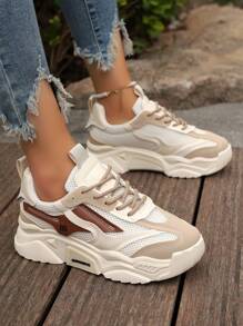 青少年厚底运动鞋，2025年新款厚底休闲运动鞋，青少年舒适，秋季 - 米色 - 查看 3