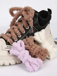 2 pares de cordones de zapatos suaves y esponjosos - de unicolor, casuales, lavables a mano - Multicolor - Ver 6