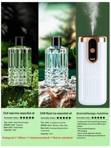 可充电自动香薰机，酒店精油香薰机，持久留香，卧室静音香薰扩散器，办公室电动空气清新剂，浴室除臭，6种精油香型（茉莉、栀子花、薰衣草、真我、香格里拉、山丘）室内长效香薰喷雾。 - 多香型 - 查看 19