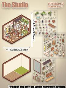 1 包“工作室”主题迷人微缩世界 3D 风景场景贴纸 DIY 透明贴纸适合返校季礼物节日礼物 DIY 房间装饰休闲时间贴纸收藏品消磨时间的乐趣时光 - 預設 - 查看 3