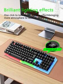 AKKHOO Colorful, Dazzling Illuminated Gaming Keyboard And Mouse Set. Wired Keyboard And Mouse Set, Compatible With Desktop Computers And Laptops. Suitable For Both Gaming And Office Use. - View 5