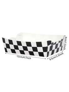 10 buc/20 buc/50 buc tăvi pentru alimente din hârtie în carouri cu model de mașini de curse, accesorii pentru petrecere de ziua de naștere, bărci de hârtie pentru alimente, tăvi pentru nacho, tavă de servire în carouri alb-negru, gustări, steag de curse, hot dog, popcorn, nacho, pentru tema curse, accesorii pentru petrecere de ziua de naștere pentru babe shower