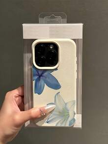 花朵图案 1 件装 蓝白花卉图案 高品质 TPU 全包防震手机壳 兼容苹果 16、15、14、13、12、11 Pro Max 防水防摔防刮花，国际版，非国内版 - 彩色 - 查看 4