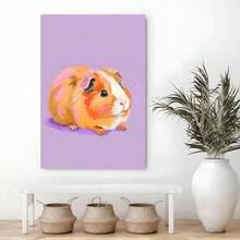 1pc Purple Guinea Pig Print Framed Wall Art - Canvas Prints Poster, Ready To Hang - Home Decor, Ideal For Home, Office Wall Decor, Family Gift, Living Room Bedroom Wall Decor - 酒紅色 - 查看 4