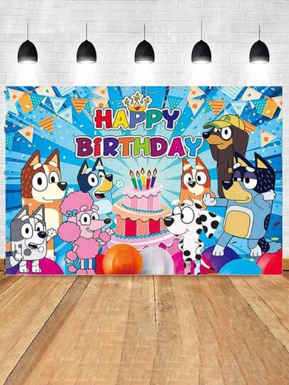 Bluey Blueys Familie und Freunde Themen Party Dekoration 150*100CM Wandbehang Stoff Bluey Bingo Hund süße Coco Rusty Muffin Wohnzimmer Heim Dekoration Wandbehang Wandteppich Geburtstags Party Hintergrund
