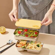 1 件 600/650/700ML 多功能 304 不锈钢带盖午餐盒、便携式水果沙拉食品储存容器、大容量密封防漏便当盒、可堆叠便当午餐盒、冰箱食品保鲜储存盒、可用洗碗机清洗、适合学生和成人在家中、学校、宿舍、办公室、户外露营、野餐、旅行、上学时使用