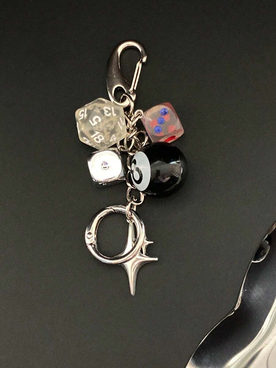 1 Móc khóa xúc xắc may mắn thủ công Unisex Phụ kiện văn hóa độc đáo Phong cách Y2K Thích hợp cho ba lô Trang trí ba lô trong suốt Móc khóa cho túi Phụ kiện ô tô dành cho phụ nữ - Trong sáng - Xem 1