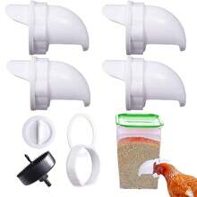 4 口自动鸡喂食器，DIY 家禽喂食器套件，带 4 个塞子和 1 个孔锯，防风雨可重复使用重力鸡喂食器，适用于桶、桶、板条箱、食槽