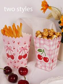 6 hộp đựng bỏng ngô chủ đề anh đào, kích thước 11,5x7x5,5cm, phong cách ngọt ngào và tươi mát/hộp đựng kẹo/hộp đựng đồ/hộp đựng bỏng ngô, thích hợp cho sinh nhật/tiệc tùng/lễ hội/mùa tựu trường/đám cưới. - Anh đào A - Xem 11