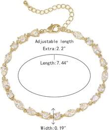 Crysdue Wedding Bridal Link Bracelet Brides Bridesmaids, Marquise Cubic Zirconia Tennis Bracelets Women Prom Jewelry - H_CZ,黃金 - 查看 3