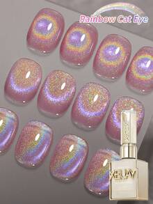XEIJAYI 1Pc 15Ml Rainbow Cat's Eye Nail Polish Soak Off UV LED Gel Varnish Nail Art For Women DIY-No Magnetic Stick Included - Hồng - Xem 6