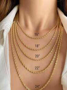 1 Peça Colar de Corrente de Aço Titanium Banhado a Ouro 18K Trançado Elegante, Múltiplos Tamanhos Disponíveis, À Prova d'Água e Resistente à Descoloração, para Mulheres