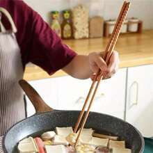 1/2/5双/套可重复使用超长木筷子，适用于火锅、烹饪和煎炸厨房用具，操作简单，控制精确，学校用品 - 彩色 - 查看 6