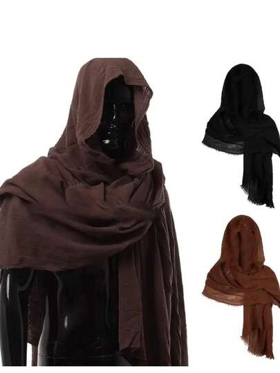 万圣节实景角色扮演游戏中世纪骑士文艺复兴中肩复古连帽斗篷 Cospla