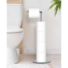 Toilet Paper Holder Stand, Free Standing Toilet Paper Roll Holder With Reserve, Modern Bathroom Toilet Paper Stand For 4 Rolls