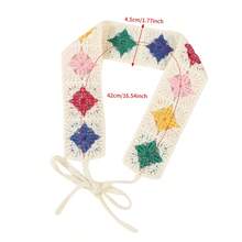 1 件宽针织钩针镂空花朵玫瑰樱桃头带，法式田园温柔甜美氛围休闲头饰，优雅时尚配饰发饰，学校用品，学院，头带秋季配饰 - 彩色 - 查看 6