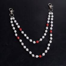 1pc Fashion Street Hip Hop Pants Chain, Handmade With Rhinestone Crystal Ball Waist Chain, Suitable For Men And Women Daily Wear Halloween Accessories Punk