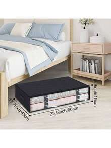 1/3 Under Bed Storage Boxes, Foldable Wardrobe Organizer And Under Bed Storage Bags, Under Bed Storage Bags, Blankets, Towels, Clothes, Blankets, Sweaters, Clothing Organizer Boxes - Black - View 8