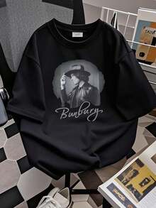 180g pure Cotton Vtg Bunbury T-Shirt Unisex Short Sleeve T-Shirt Full Sizes S To 5Xl Summer Versatile designer clothes Stylish fashion graphic streetwear Breathable Print Round Neck Short Sleeve Soft Top For Everyday Wear For Women homme Stretched Comfortable Casual Slightly - Negro - Ver 3