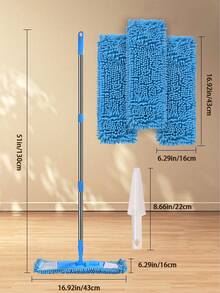 Professional Microfiber Wet Dry Mop - Clean Spills, Wipe Up Water, Dust Floors - Machine-Washable & Replaceable Pads ( Chenille), 51" Adjustable Handle For Hardwood Tile Laminate Marble - Home Kitchen Bathroom
