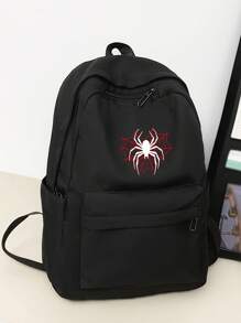 Fashionable Men's Backpack, Red Spider Web Print, Large Capacity Nylon Commuter Bag, Practical And Useful, Halloween Backpack Bag For School College - Multicolor - View 13