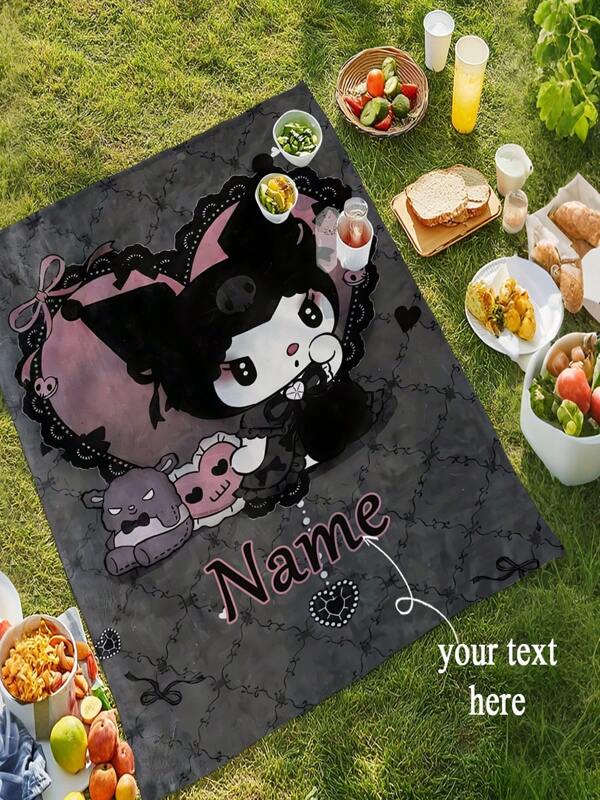 Sanrio 1pc Customized Sanrio Licensed Kuromi Theme Blanket, Soft And Skin-Friendly, Washable, Cute Customized, Unique And Personalized, Ideal Gift For Family And Friends, Suitable For Sofa, Bed, Tea Room, Bedroom, Living Room, Dining Room