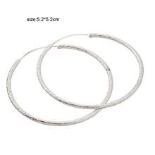 Silver Big Large Circle Huggie Hoop Earrings Women Bff Birthday Minimalist Gifts