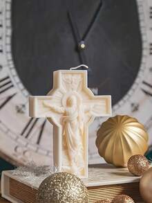 Classic European-Style Jesus Cross Silicone Mold - European Classical Art & Culture Decor, DIY Candle Making, Home Decor, Easy Demold, Suitable For DIY Crafts, Thanksgiving & Christmas Decor, Silicone Candle Mold, Holiday Decor Crafts, European Design, Easy Demold Material - White - View 4