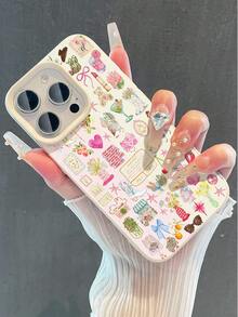 1 件可爱猫咪和草莓图案防水、防摔、防滑软手机壳，兼容苹果和手机 - 彩色 - 查看 4