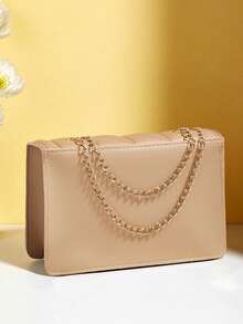 女士手提包，韩版风格新款休闲时尚几何绗缝磁扣锁个性化百搭女士斜挎单肩包 - 彩色 - 查看 7