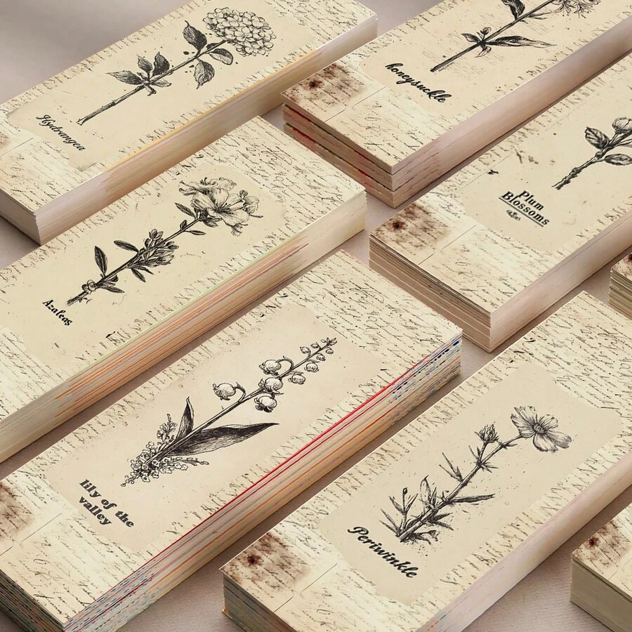 SCXXBSW 30 件个性化诞生花书签,可爱防水卡通书签,用于装饰书籍、艺术书籍、笔记本等 DIY 书签,可用作学校用品、返校 - 彩色 - 查看 1