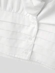 INCERUN Men Cowl Neck Buttons Puff Long Sleeve Pleated Party Casual Loose Blouse Office Work Solid Shirt Tops - trắng - Xem 5