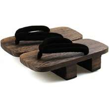 ShonanH Japanese Traditional Sandals Geta Wooden Clogs ShoesChristmas - Đen/Nâu sẫm - Xem 1