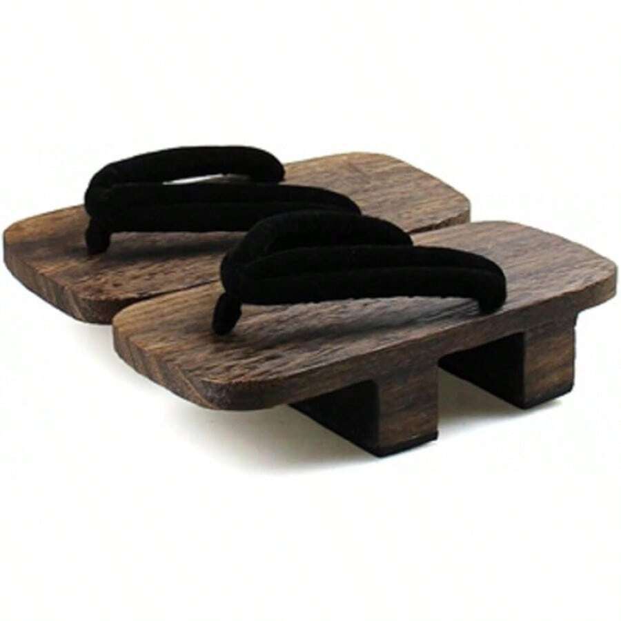 ShonanH Japanese Traditional Sandals Geta Wooden Clogs ShoesChristmas - Đen/Nâu sẫm - Xem 1