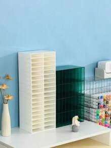 1 件美术马克笔收纳架，马克笔收纳盒桌面水彩笔隔层收纳架，简约风透明长方形收纳盒储物盒，可存放 72 支马克笔，适用于办公室/教室/学校/卧室/书桌，送回学校的礼物。