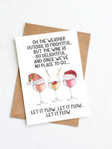 1 pièce Carte de Noël amusante avec enveloppe - Carte de vœux de fête pour amateur de vin, design festif "Laissez-le neiger" pour les amis, la famille et les collègues - Multicolore - Voir 6